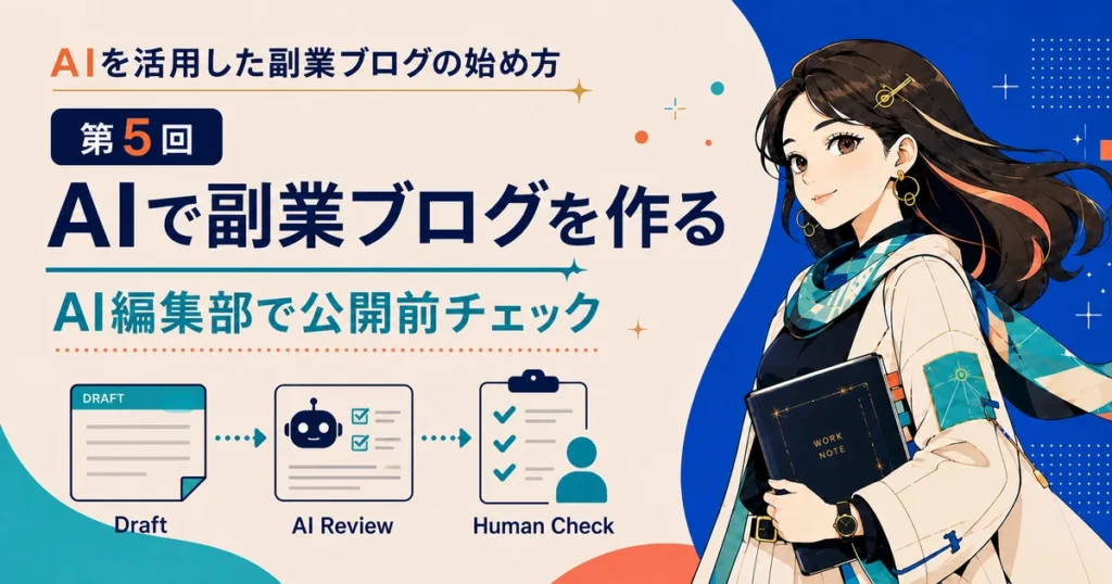 AIで副業ブログを作る第5回 AI編集部で公開前チェック